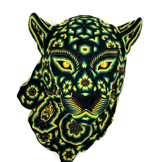 ARTE HUICHOL / AHC JAGUAR VERDE-NEGRO